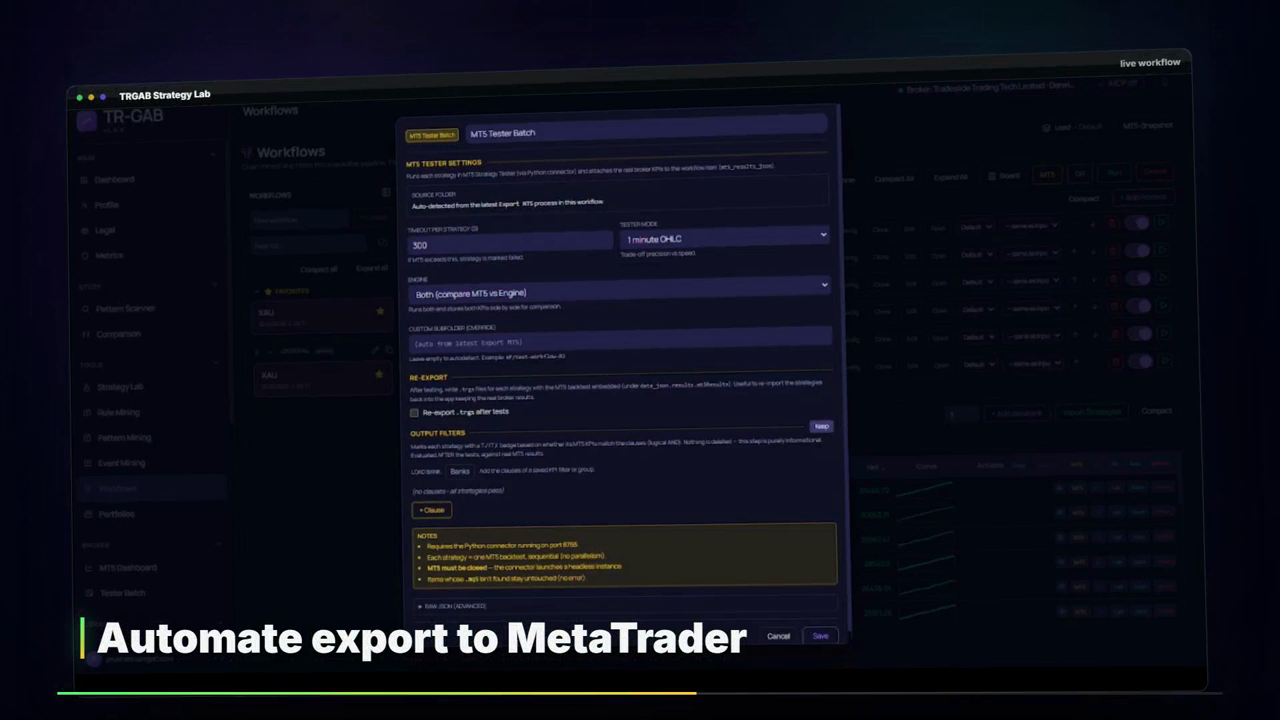 Export and execution automation for your broker